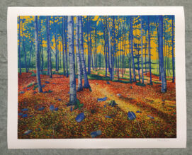Stones in leaves - print by Marie Ban